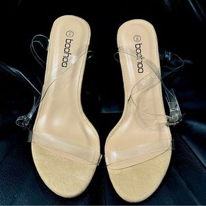 Clear Strappy Boohoo Block Heel